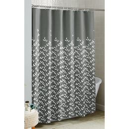 Serene Leaf Shower Curtain, Charcoal, large