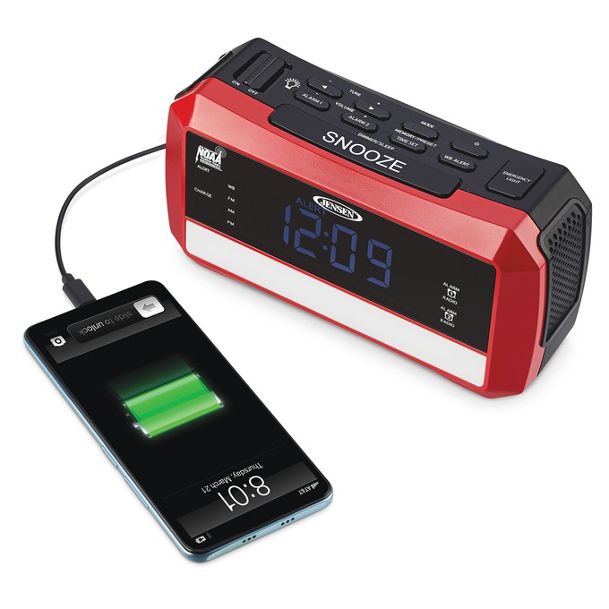 JENSEN NOAA Weather-Alert AM/FM Clock Radio, , large