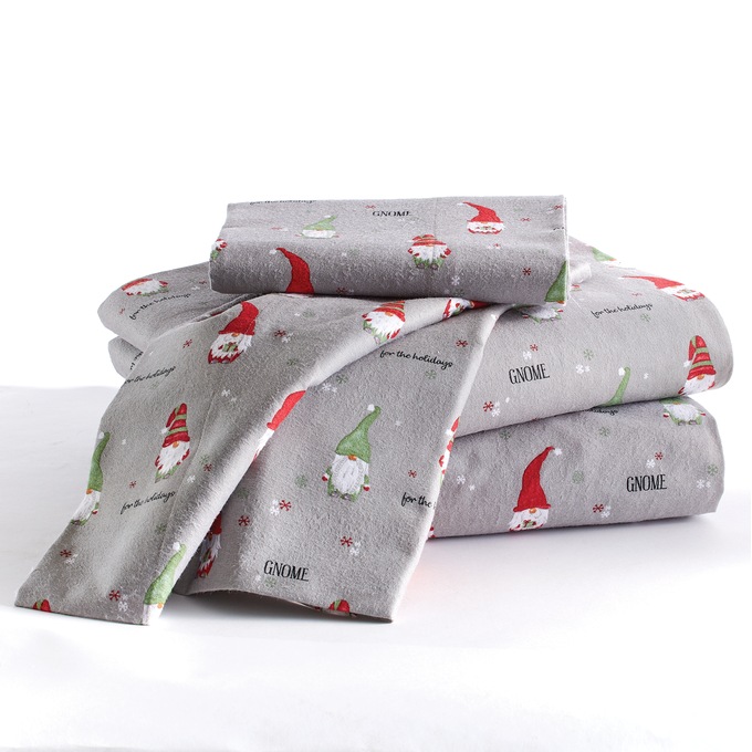Holiday Print Cotton Flannel Sheet Set, , large