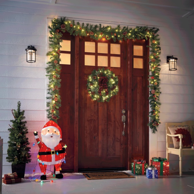 Lit Cashmere Garland and Wreath, , large