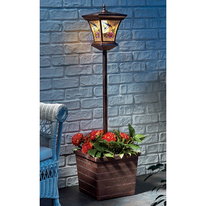 Lamp post with flower pot on sale