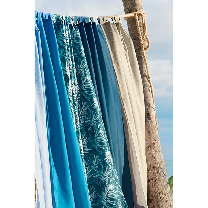 Outdoor Curtain Panel, Navy Palms, large