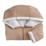 Women's Microfleece Zip-Front Coat with Faux-Sherpa Lining and Hood, , large