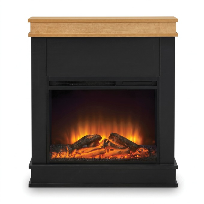 Harbor Electric Fireplace with Mantel, Black, large