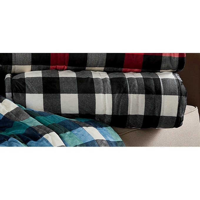 Westinghouse Reversible Plaid/Sherpa Heated Throw, , large