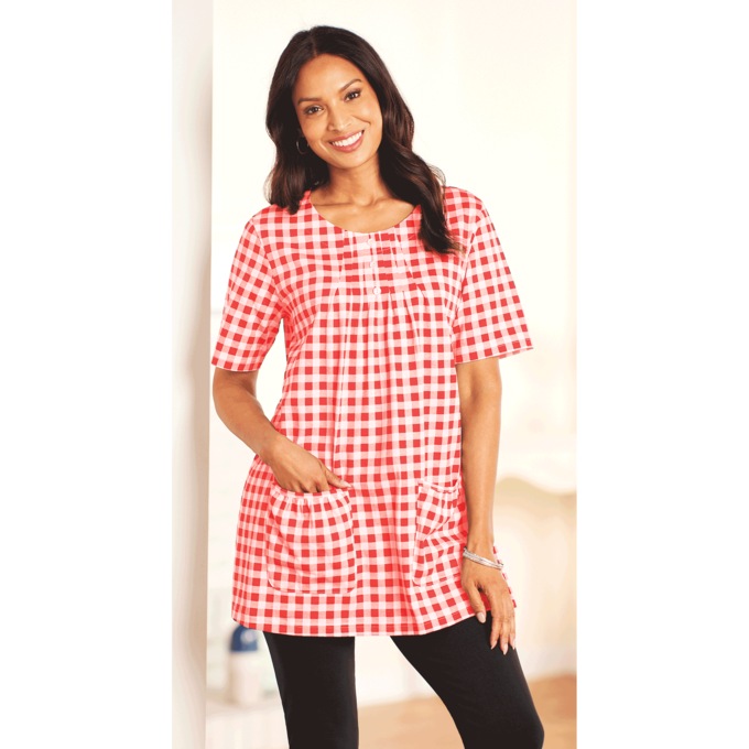 Women's Cotton Knit Tunic with Patch Pockets, , large