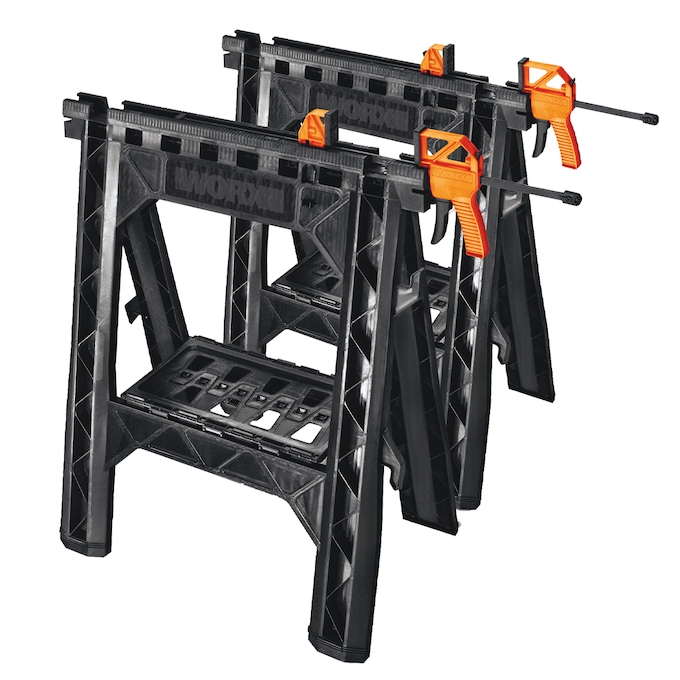 Worx Clamping Sawhorses (Set of 2) with Bar Clamps, , large