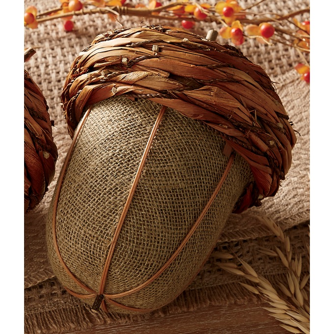 Fall Burlap Acorn D&eacute;cor, , large