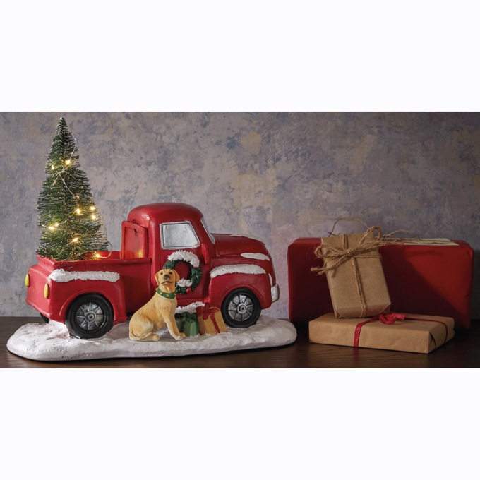 Lit Christmas Truck Figurine, , large