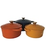 Set of 3 Cast Iron Dutch Ovens with Lids, Multi, large