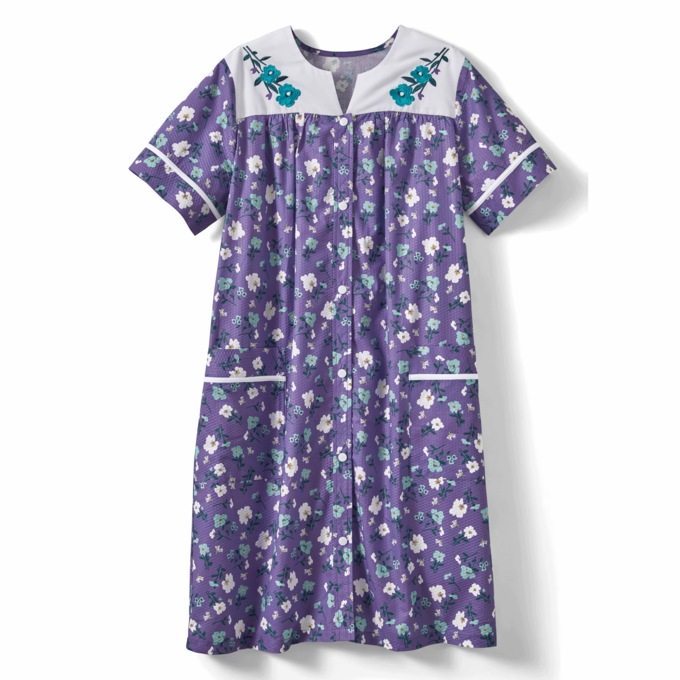 Duster With Embroidered Yoke, Lilac Floral, large