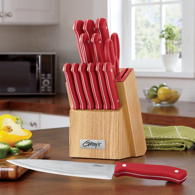 Ginny's 14-Piece Cutlery Knife Block with Sharpener