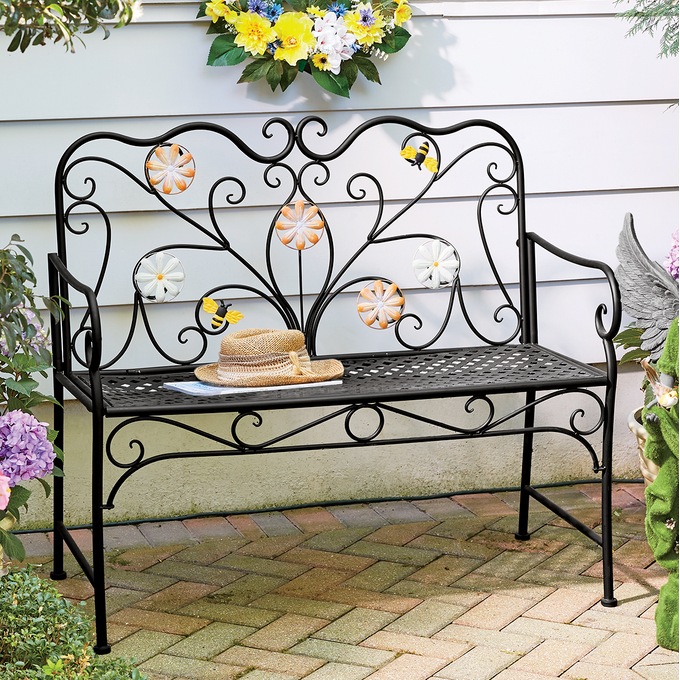Daisy Bee Scroll Bench, , large
