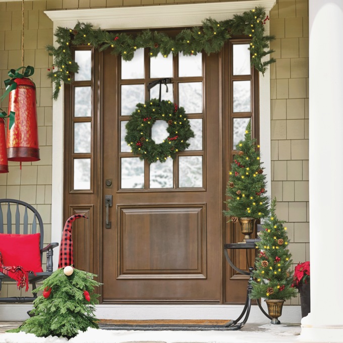 Lit Evergreen 4-Piece Christmas D&eacute;cor Set, , large