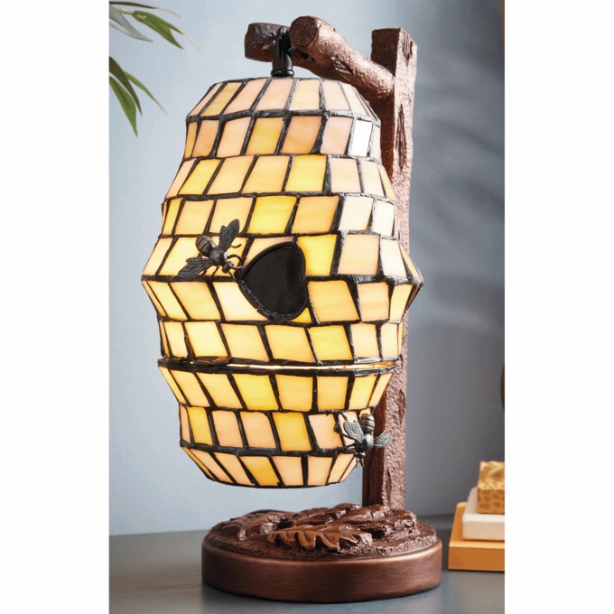 Stained Glass Beehive Accent Lamp, , large