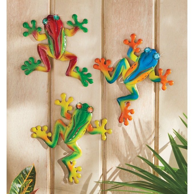 Set of 3 Jeweled Frogs, Multi, large