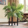 Faux-Palm Plant in Basket with Stand, , large
