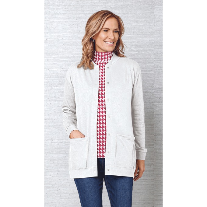 Snap-Front Cotton-Blend Women's Cardigan, , large