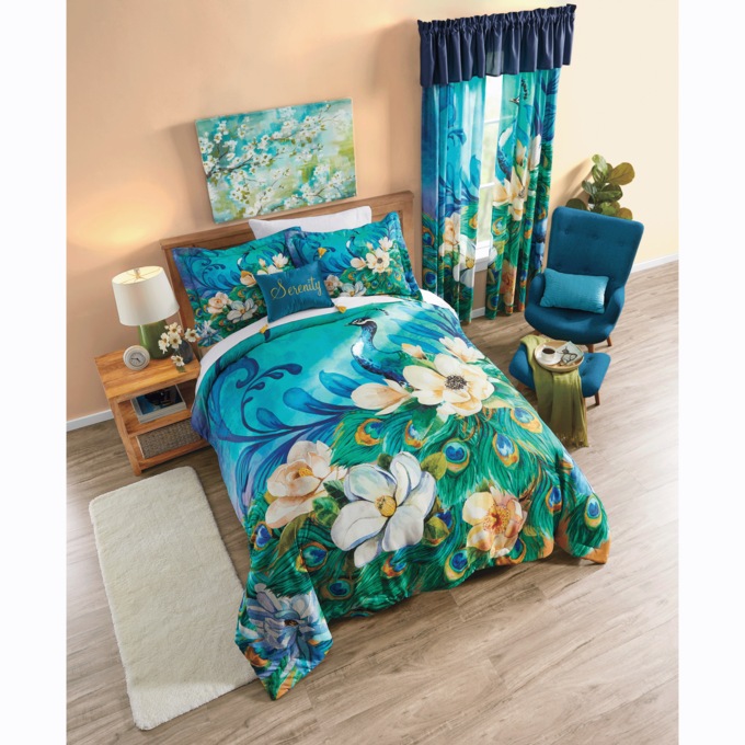 Serenity Peacock Comforter Set, , large