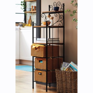 Leyla Scroll Kitchen Rack with Baskets, , large