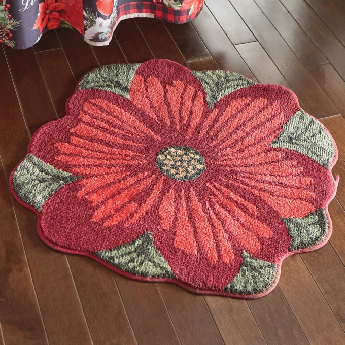 Poinsettia Bath Mat &ndash; 28" x 28" , , large