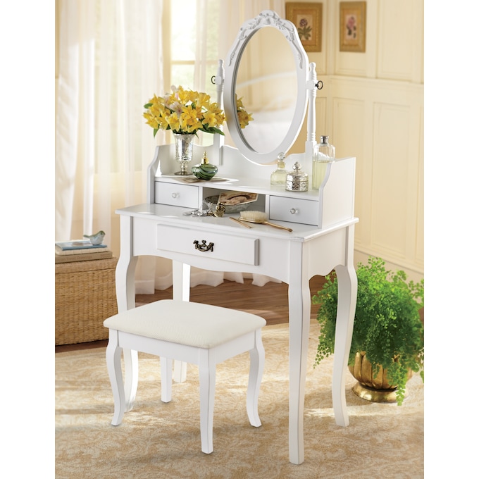 Lumberton Antique Vanity, White, large