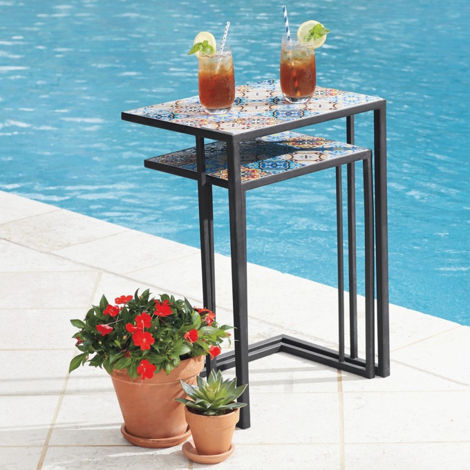Set of 2 Outdoor Accent Tables, , large