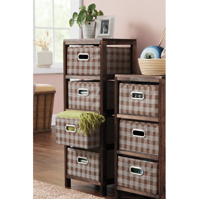 Plaid 4-Drawer Storage, Brown, large