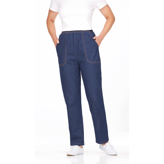 Lightweight Classic Cotton Tapered Jean with Elastic Waist, , large