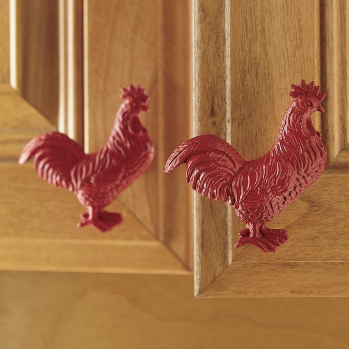 Set of 4 Rooster Knobs Ginny's