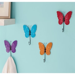 Set of 4 Bright Butterfly Wall Hooks, , large