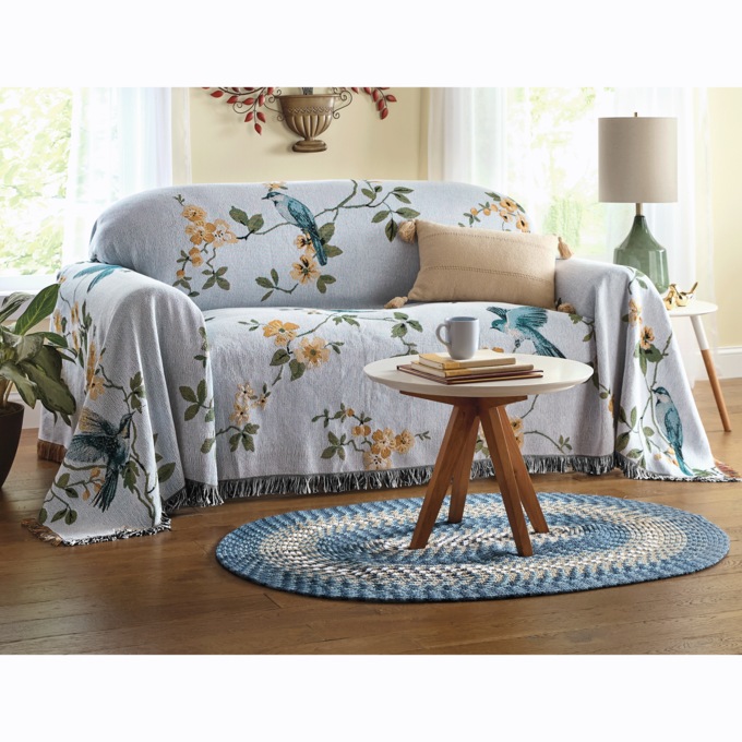 Birds and Vines Tapestry Furniture Throw, , large