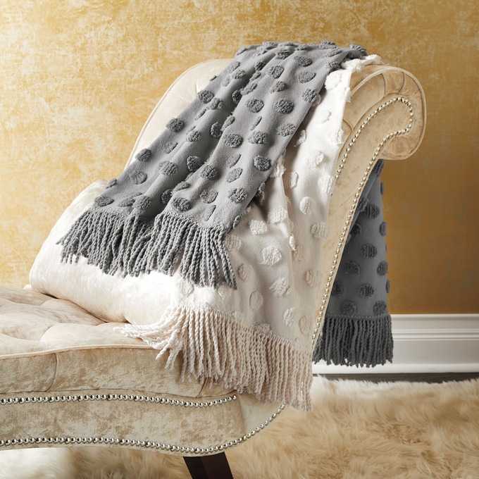Chenille Dot Throw, , large