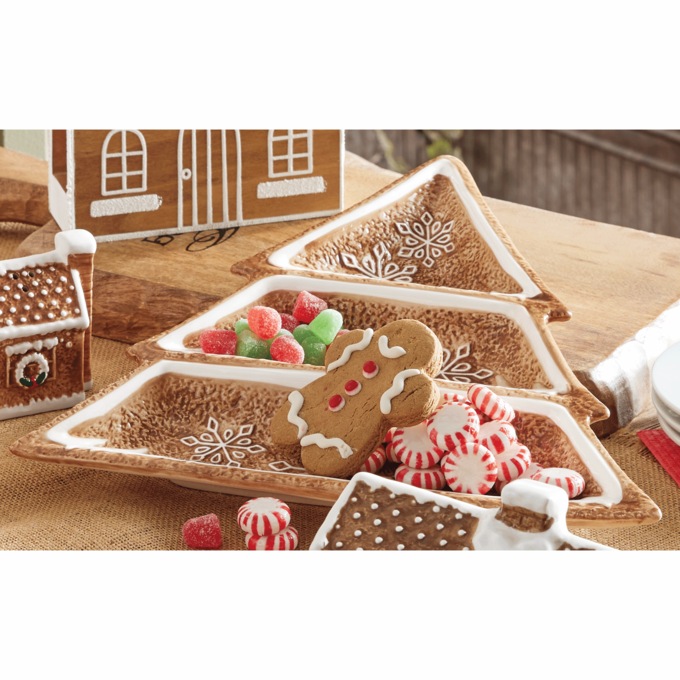 Martha Stewart Gingerbread 3-Section Tidbit Tray, , large