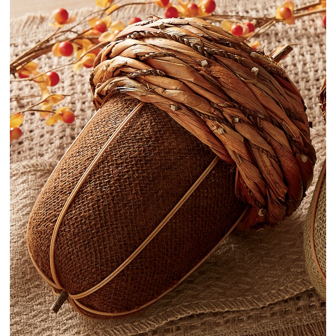 Fall Burlap Acorn D&eacute;cor, , large