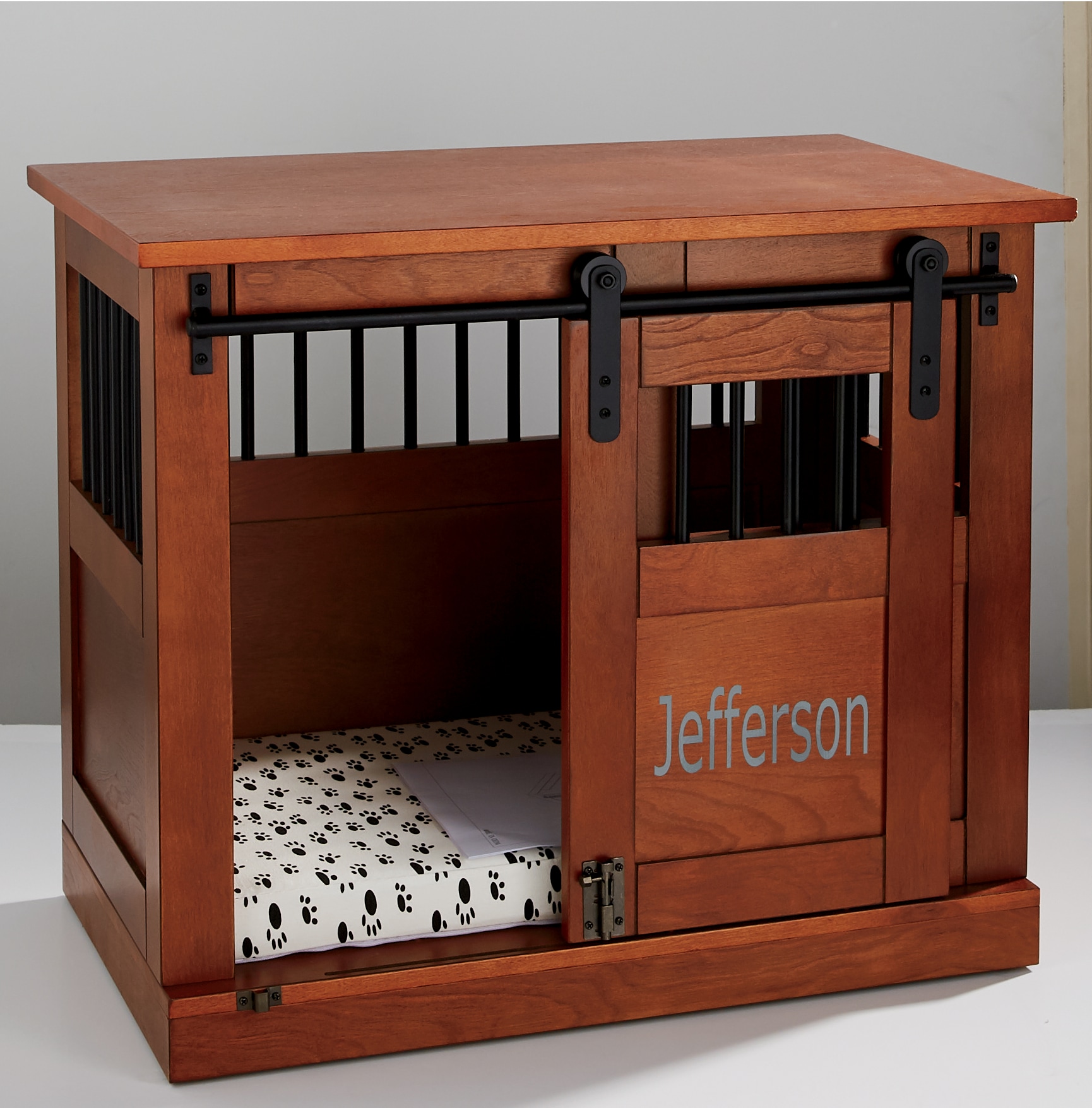 dog crate with barn door