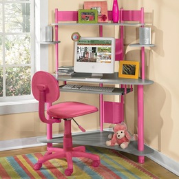Corner Desk, Pink, large
