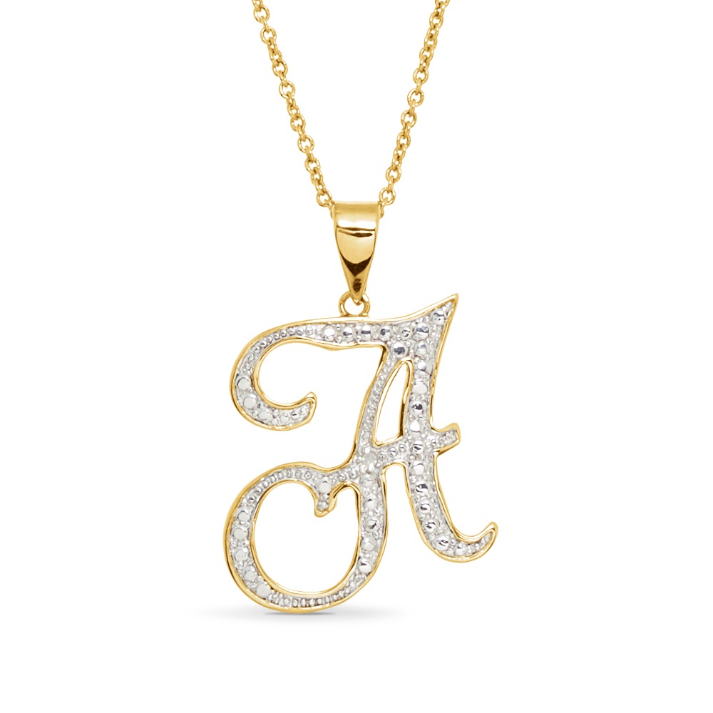 Personalized Initial Diamond Pendant, Gold over Sterling Silver, large
