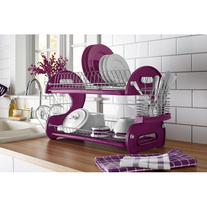2-Tier Dish Rack, Purple Punch, large