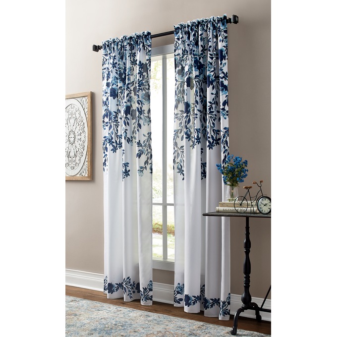 Cascading Floral Panel, Blue, large