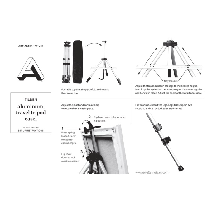Art Alternatives Tilden Aluminum Tripod Easel, , large