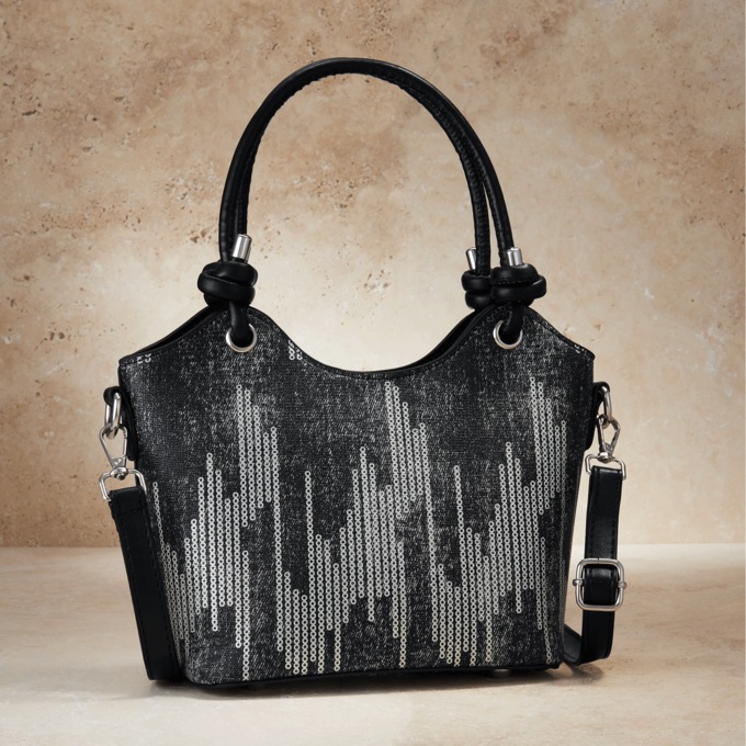 Knotted Ombr&eacute; Handbag, Black/Multi, large