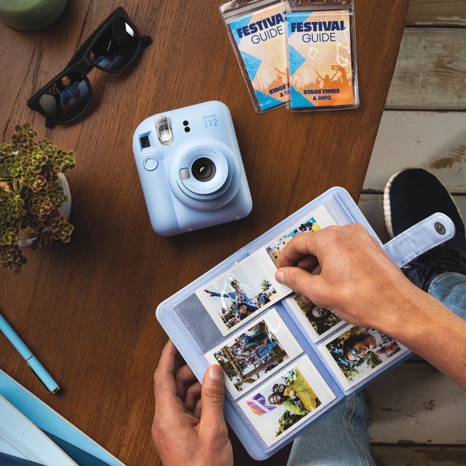 Fujifilm Instax Mini 12 Instant Camera with Built-In Selfie Mirror, Pastel Blue, large