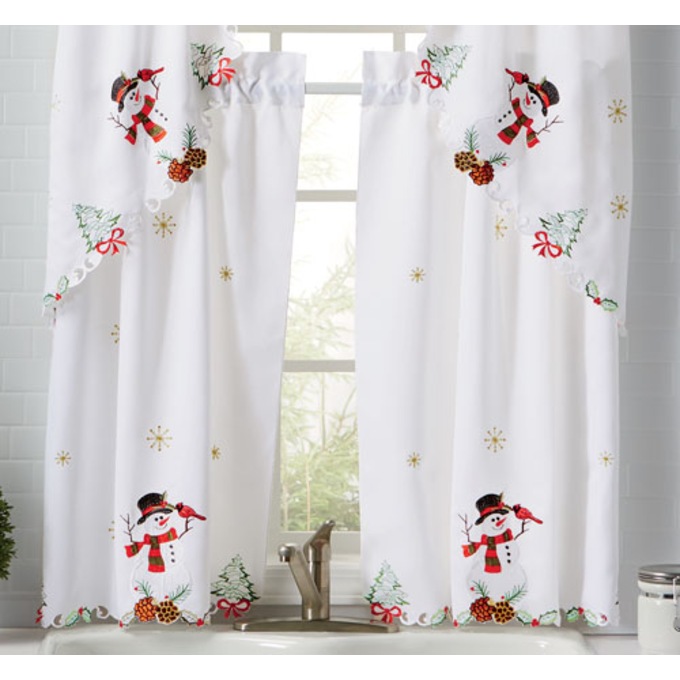 Embroidered Snowman Tier Pair, , large