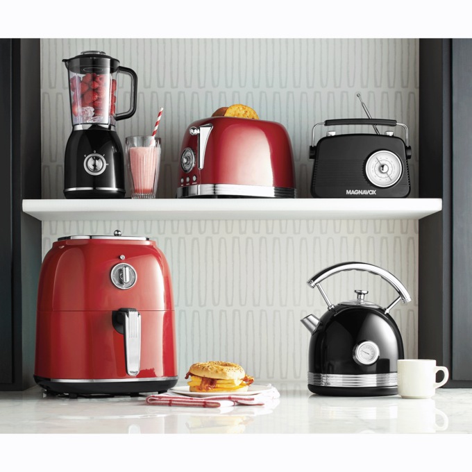 Retro Style Electric Kettle, Red & Stainless Steel