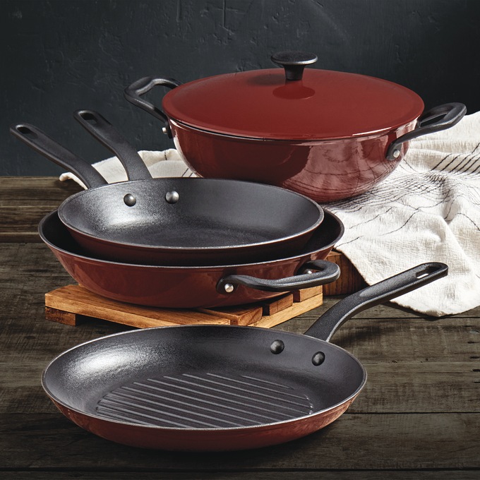 5-Piece Mason Enameled Cast Iron Cookware Set, Brick, large