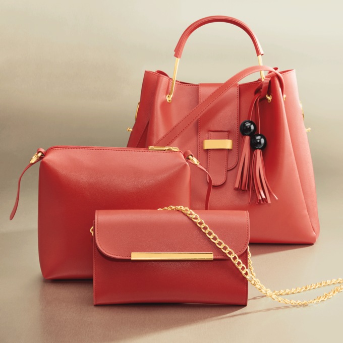 Cilia 3-Piece Faux-Leather Satchel, Crossbody & Clutch Purse Set with Adjustable Strap for Women, , large