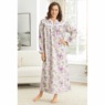 Flannel Cotton Nightgown with Lace Trim, , large