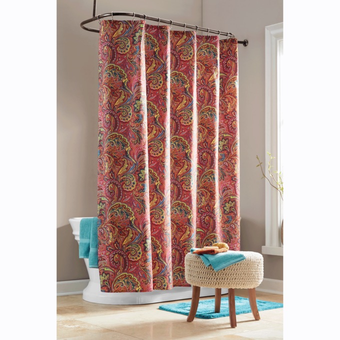 Color Connection Paisley Shower Curtain, Tangerine, large