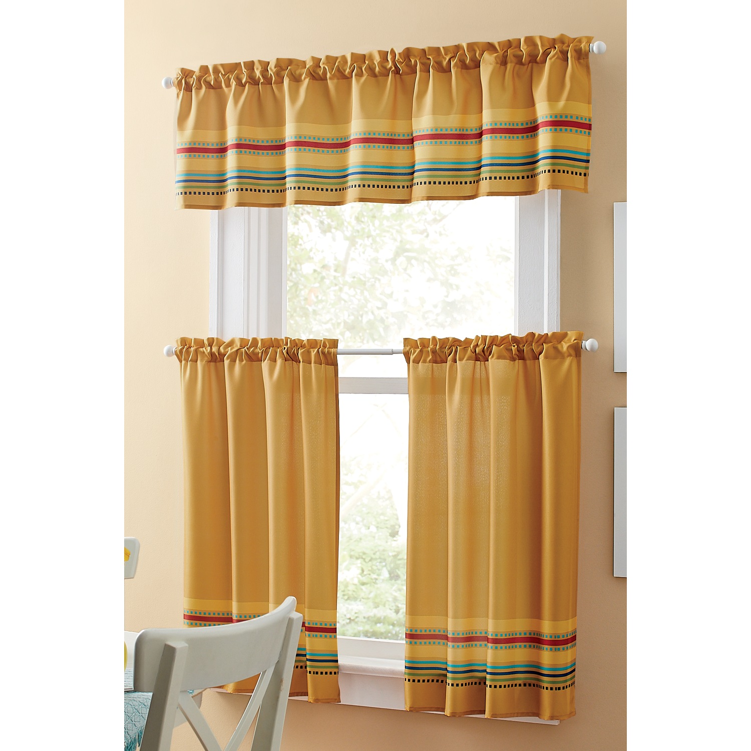 Salsa 3Piece Kitchen Curtain Set Ginny's